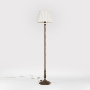 Classic brass floor lamp with braided stem ivory white pleated shade and elegant decorative base - Finish: OAS Antique Brass