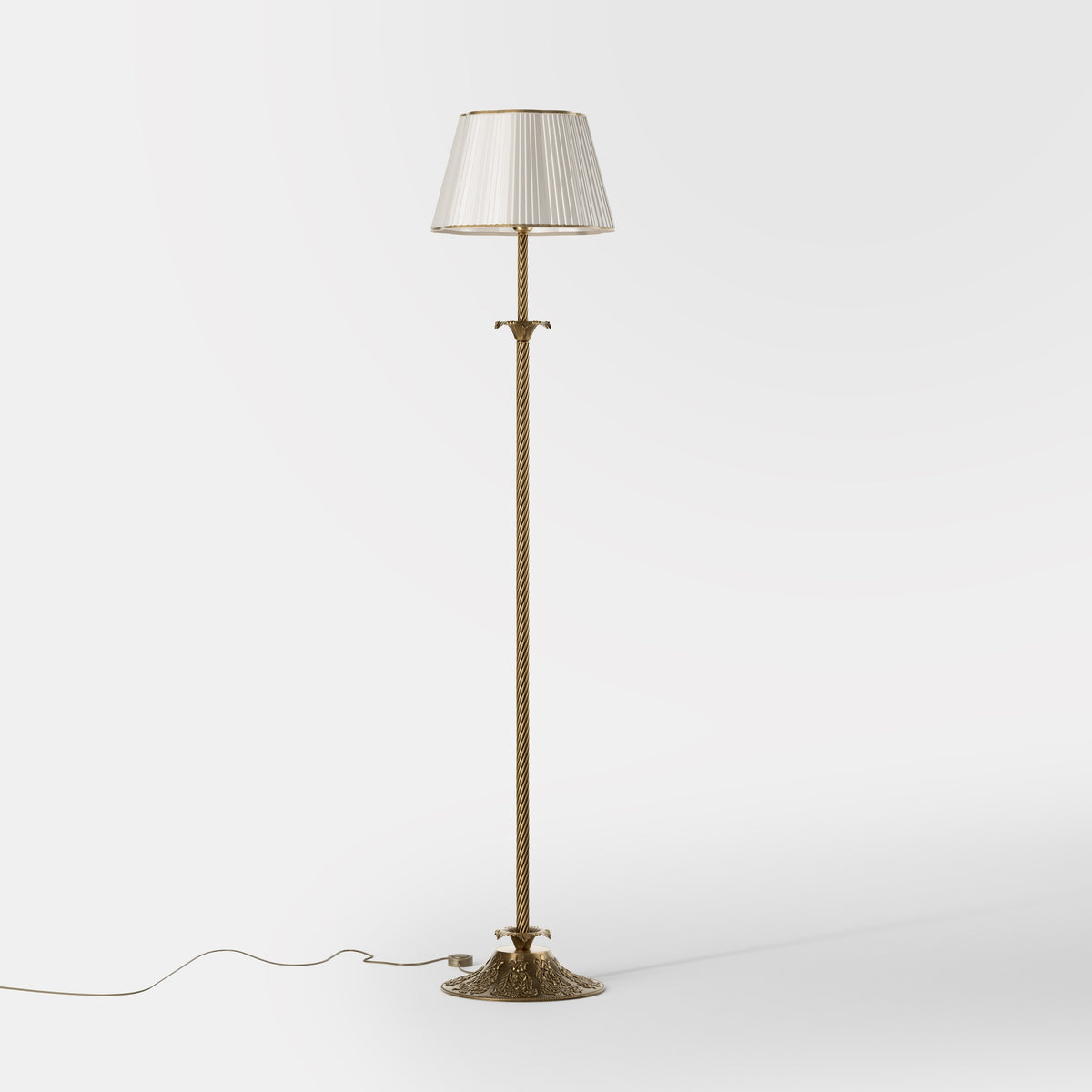 Lampadaire Classique en Laiton avec Abat-jour Luigi XV - OBS Bronze Laiton Satiné
