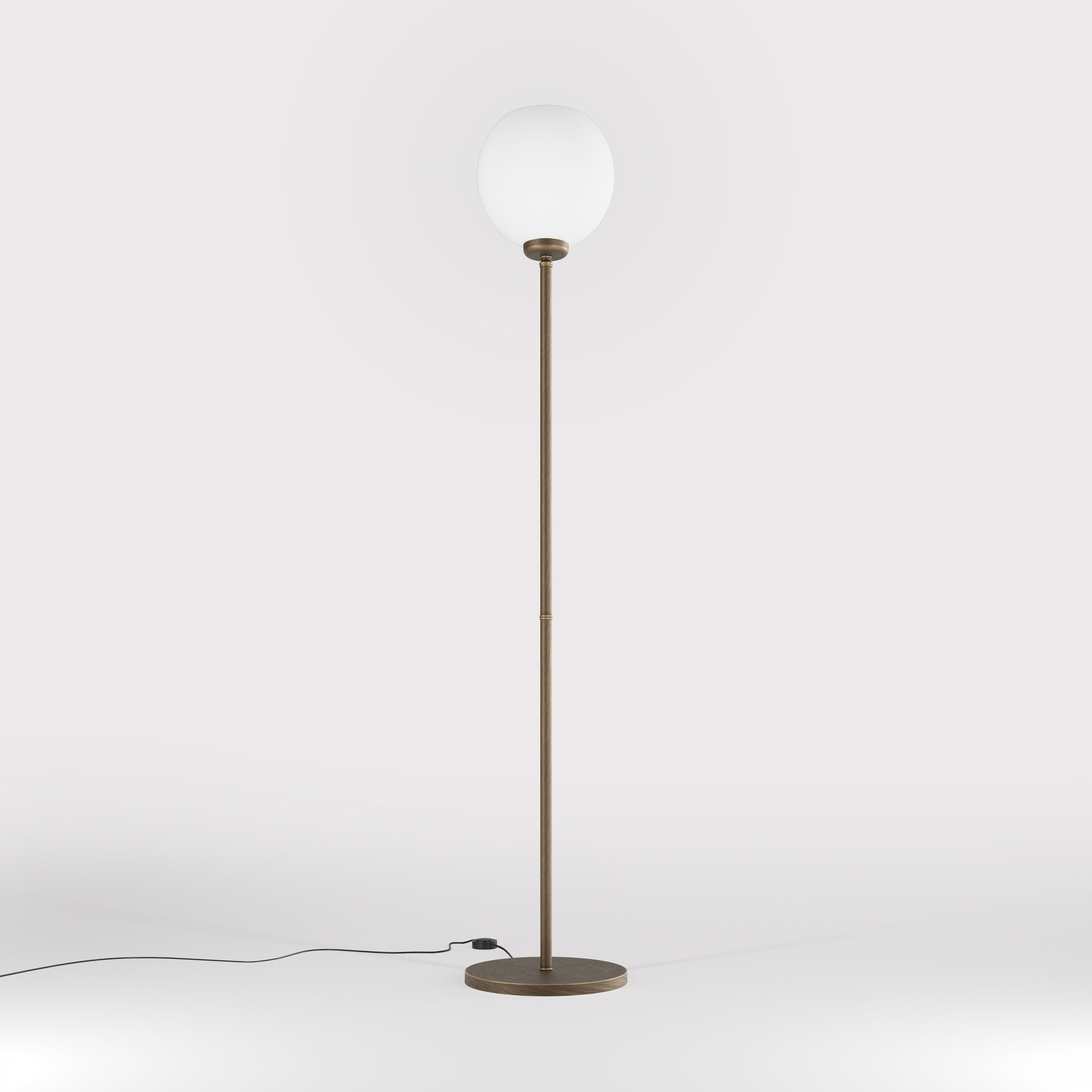 Brass floor lamp with frosted glass globe, elegant lighting for interiors - Finish: OBM Bronze Satin Matt Brass