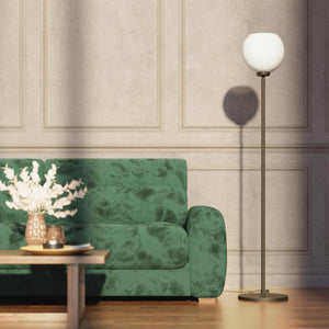 Brass floor lamp with frosted glass globe, elegant lighting for interiors - Finish: OBM Bronze Satin Matt Brass