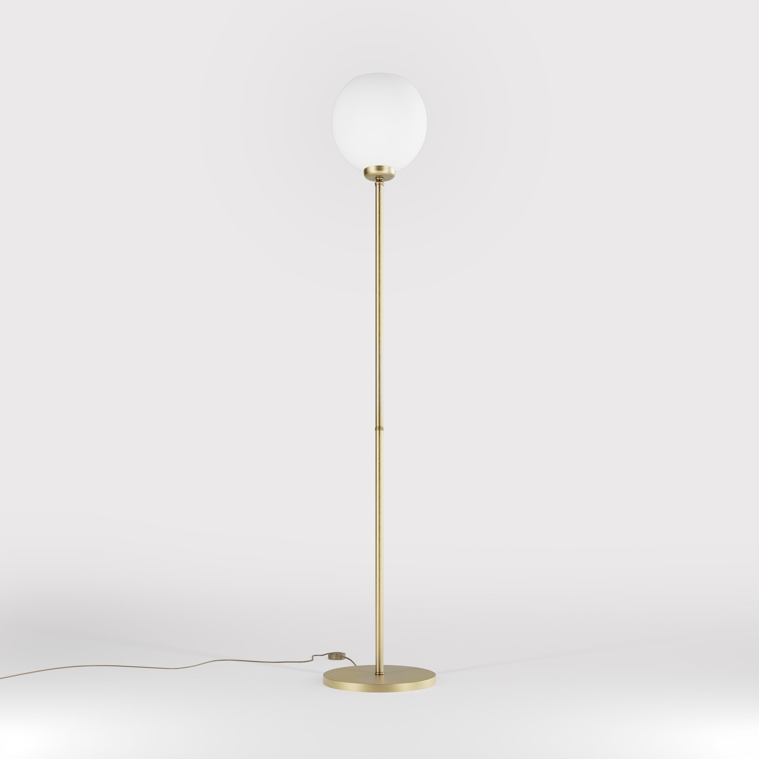 Brass floor lamp with frosted glass globe, elegant lighting for interiors - Finish: OBV Bronze Satin Light Brass