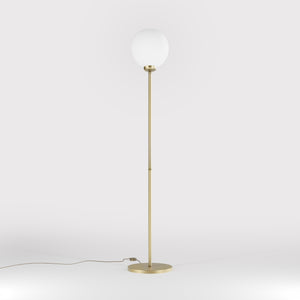 Brass floor lamp with frosted glass globe, elegant lighting for interiors - Finish: OBV Bronze Satin Light Brass