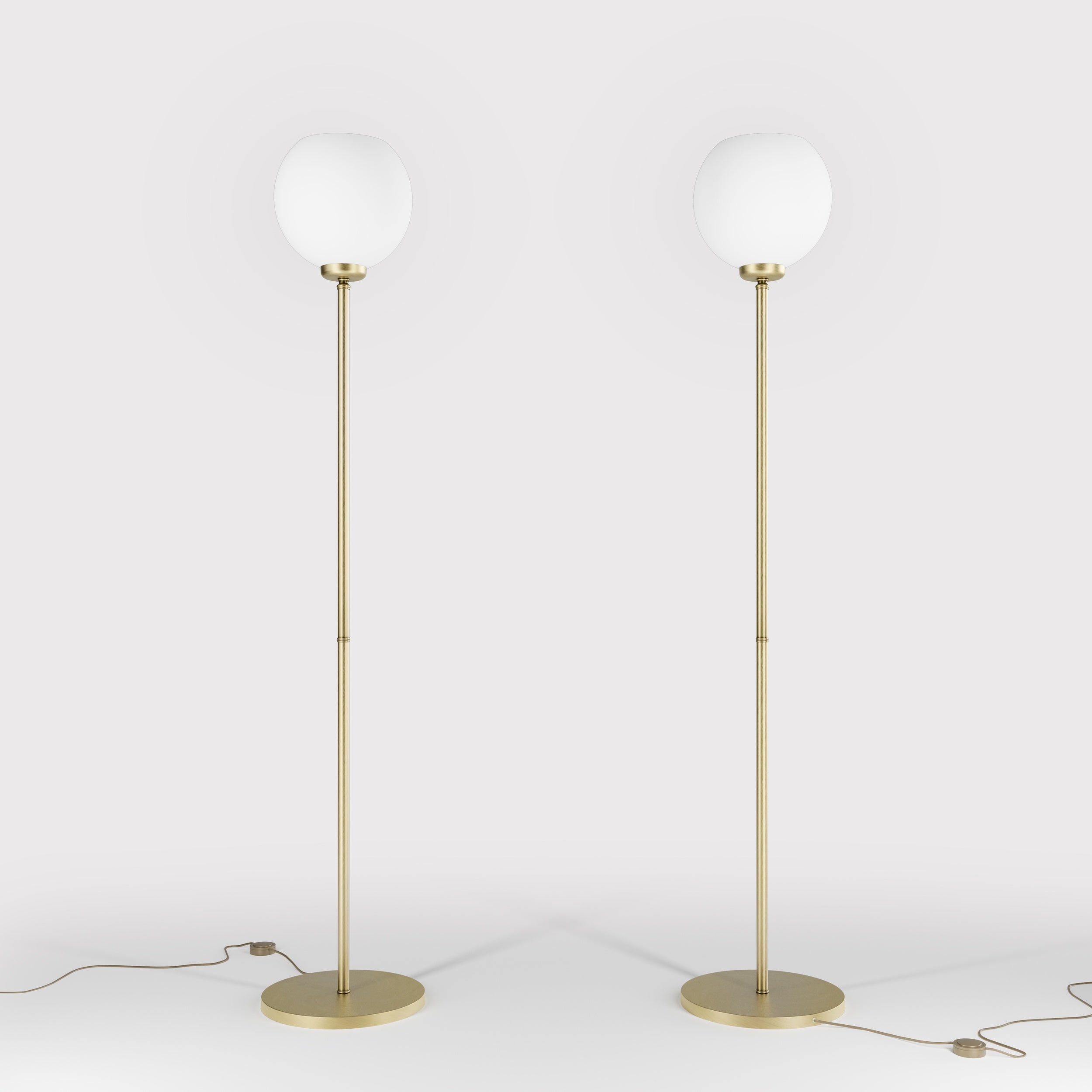 Brass floor lamp with frosted glass globe, elegant lighting for interiors - Finish: OBV Bronze Satin Light Brass