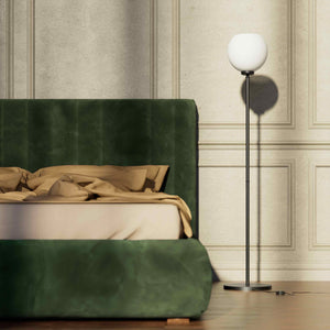 Brass floor lamp with frosted glass globe, elegant lighting for interiors - Finish: ONO Matt Black
