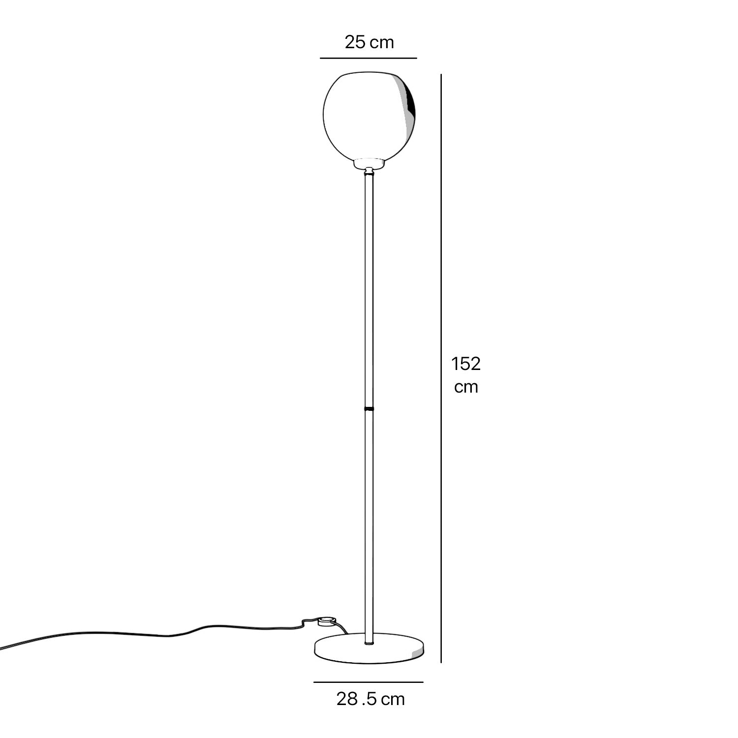 Brass floor lamp with frosted glass globe, elegant lighting for interiors