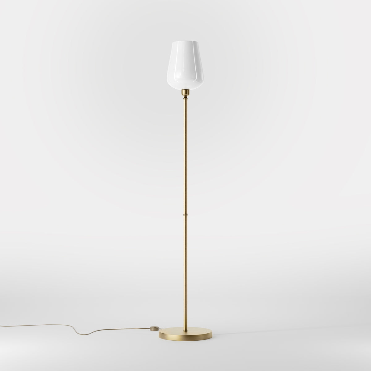 Lampada Da Terra In Ottone Con Vetro Bianco Talis - OBV Bronzo Satinato Chiaro