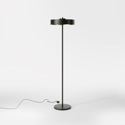 Floor lamp in metal with a matte black shade and golden interior, elegant design for modern interiors by Ghidini 1849 - Finish: ONO Matt Black