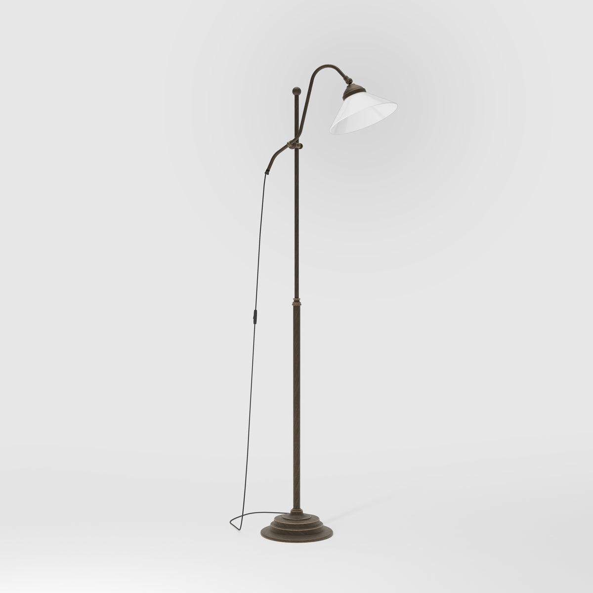 Lampadaire Réglable avec Abat-jour en Verre Sofia - OBM Bronze Satin Mat Laiton