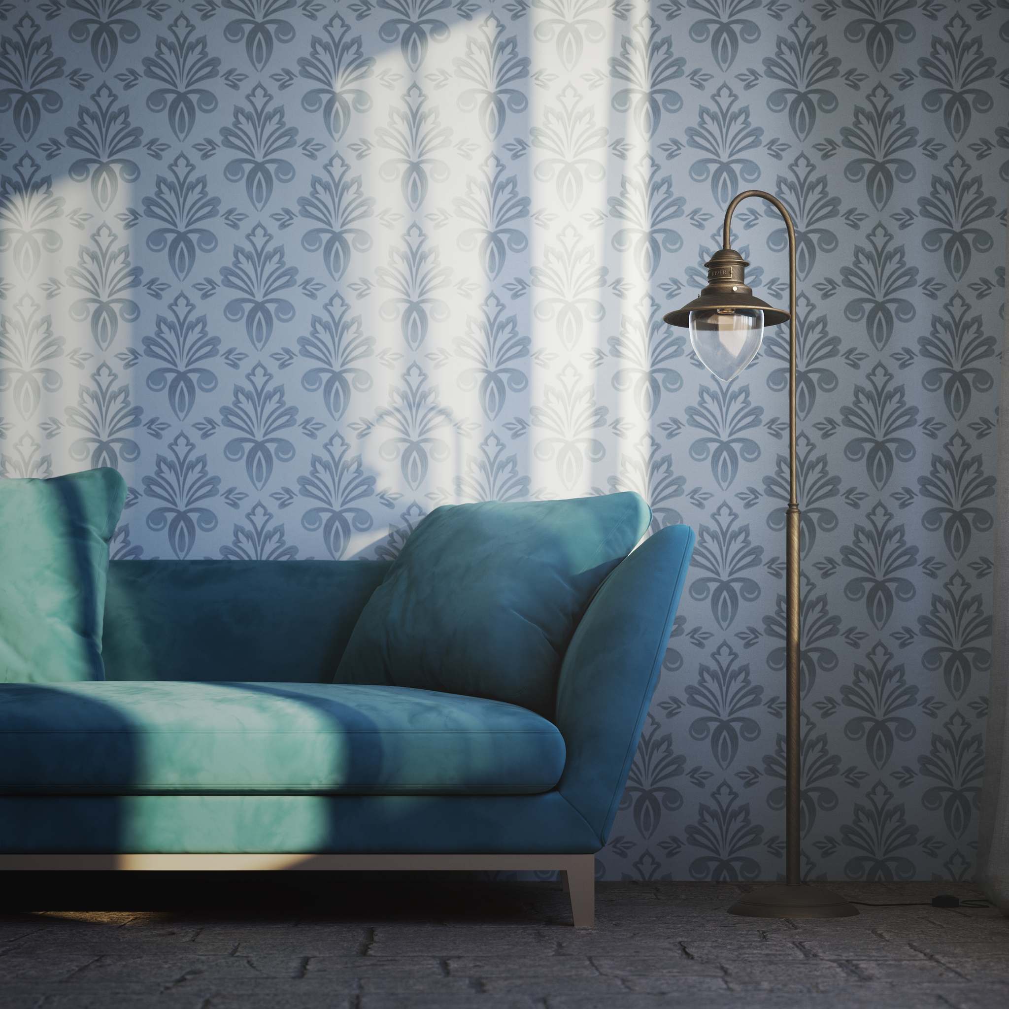 Brass floor lamp with curved arm and glass diffuser, Italian design inspired by historic port lighting by Ghidini 1849 - Finish: OBM Bronze Satin Matt Brass