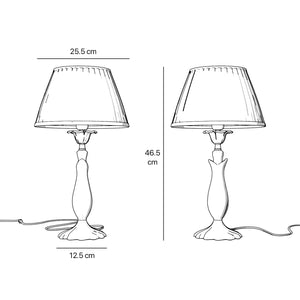 Brass table lamp with sculptural wavy leaf base ivory white pleated shade refined decorative details