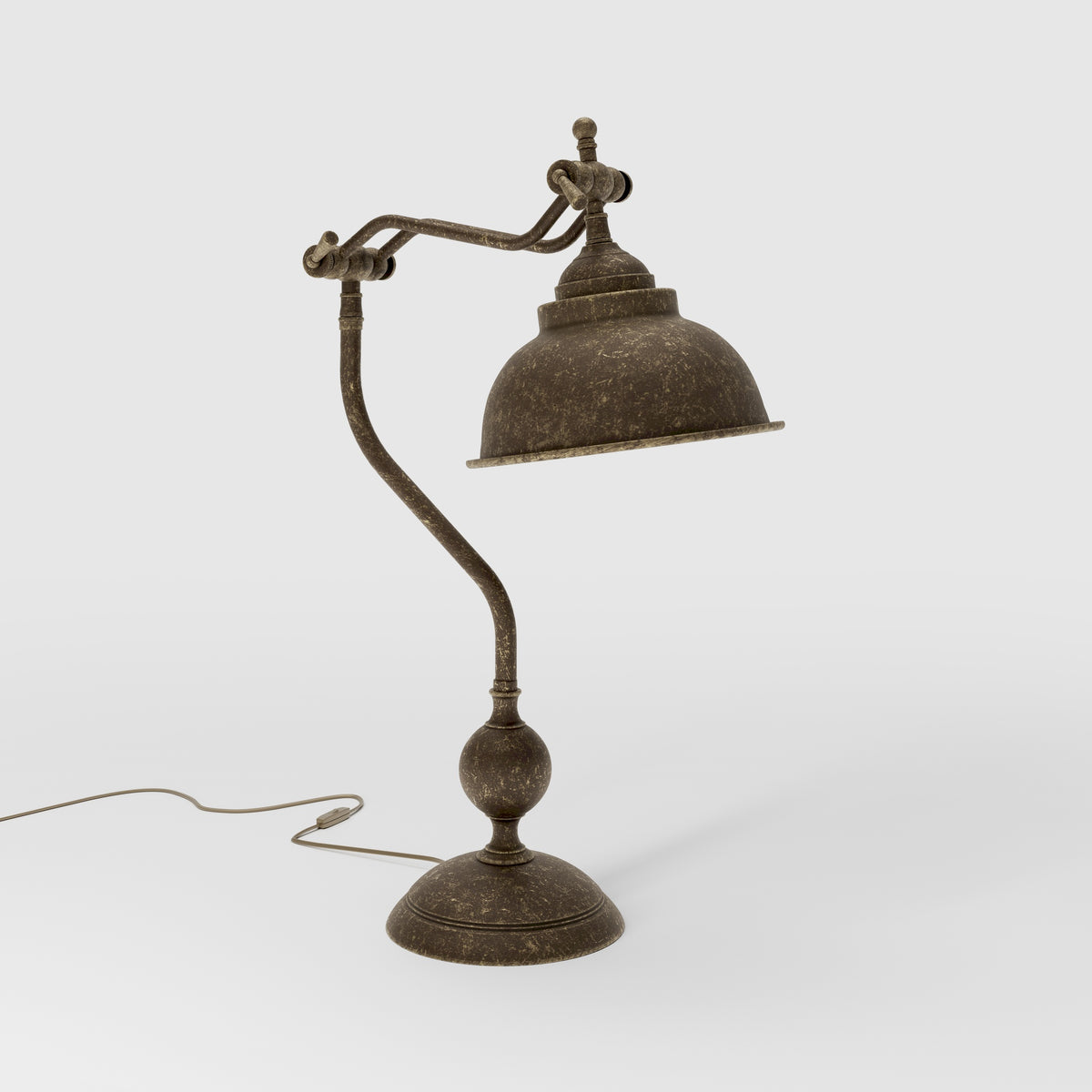 Lampada da Tavolo Industrial con Braccio Snodato Oslo - OAS Ottone Anticato