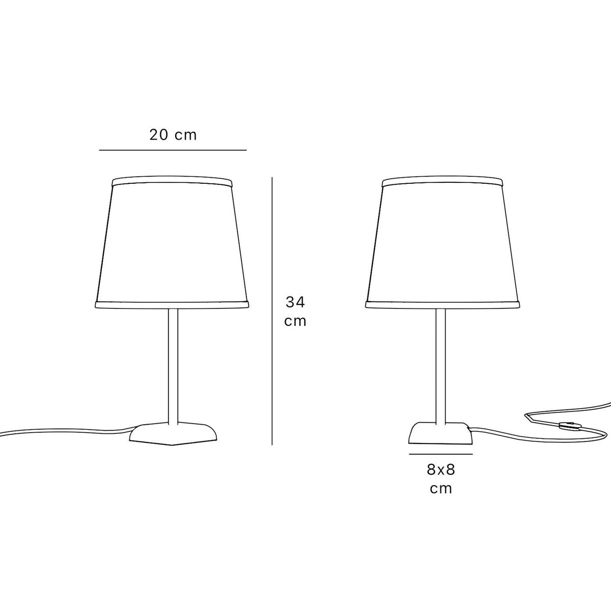 Contemporary table lamp with brass structure and conical gray textile shade, square base, essential design, Aves collection by Ghidini 1849