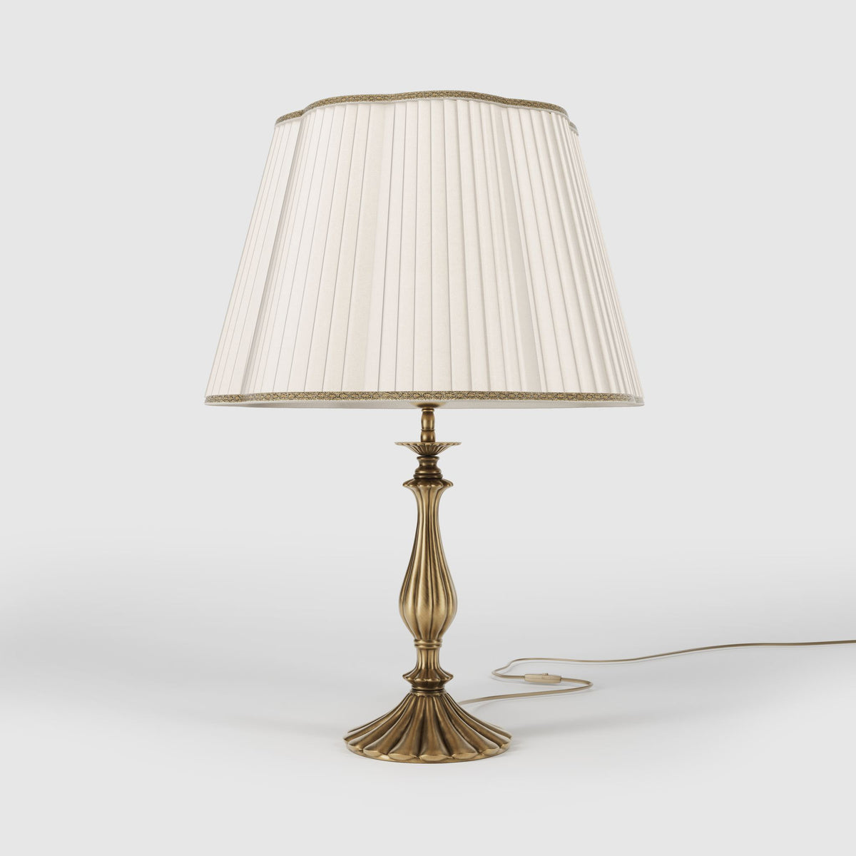 Classic Table Lamp with Pleated Shade Petalo - OBS Bronze Satin Brass