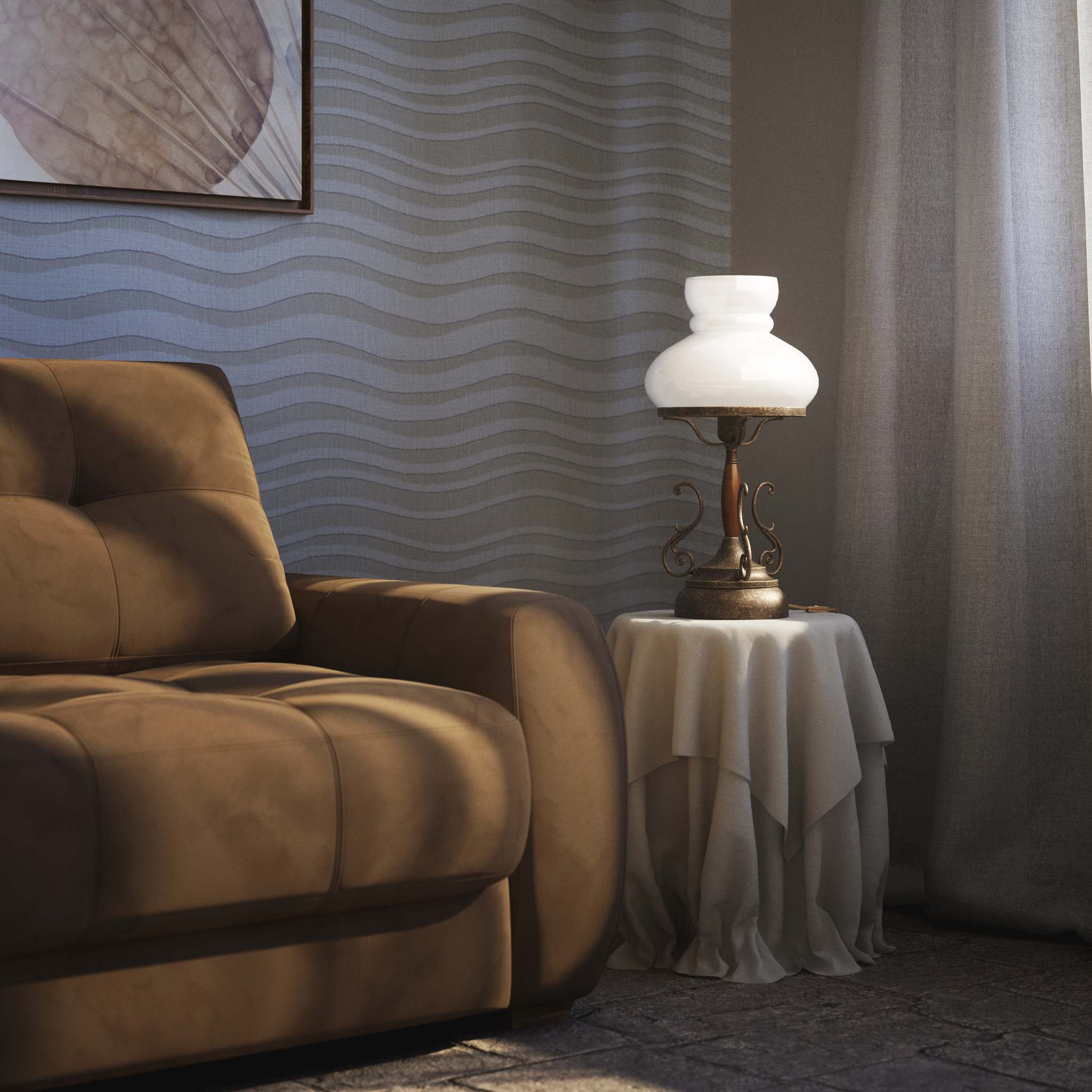 Victorian style table lamp with decorative scrolls, turned wooden column and white glass dome shade from the Mississippi collection by Ghidini 1849 - Finish: OAS Antique Brass