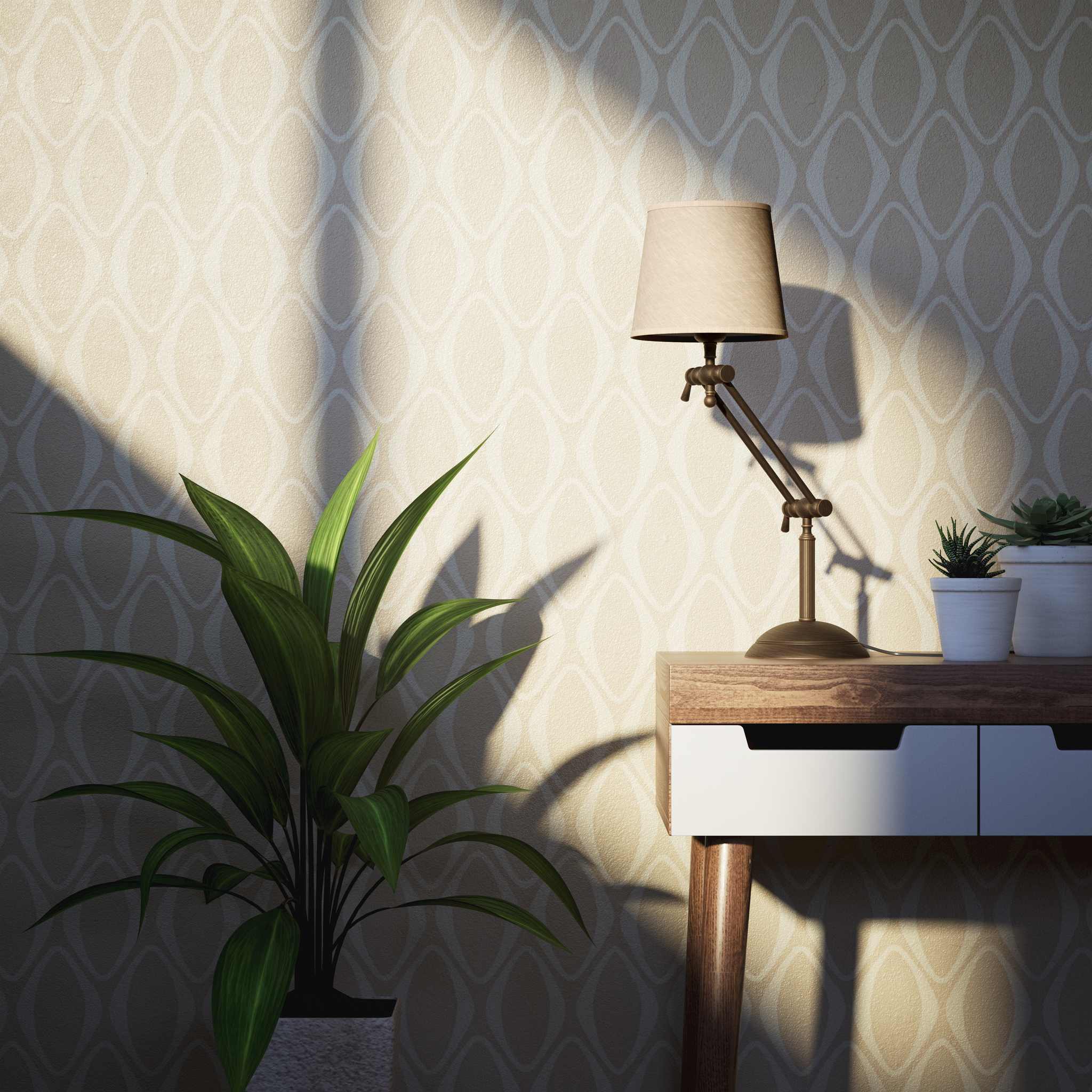 Classic brass table lamp with fluted stem adjustable double joint and grey linen-effect fabric shade Made in Italy by Ghidini 1849 - Finish: OBM Bronze Satin Matt Brass