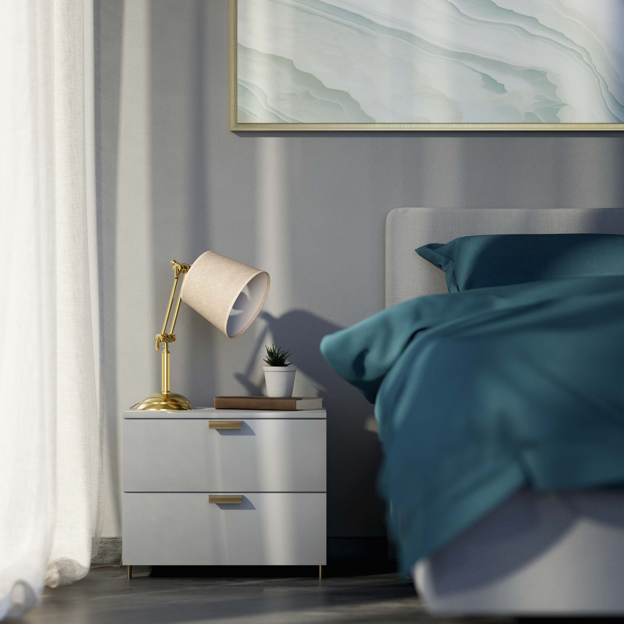 Brass table lamp with linen-effect fabric shade adjustable jointed structure decorated base Made in Italy by Ghidini 1849 - Finish: OLV Polished Brass