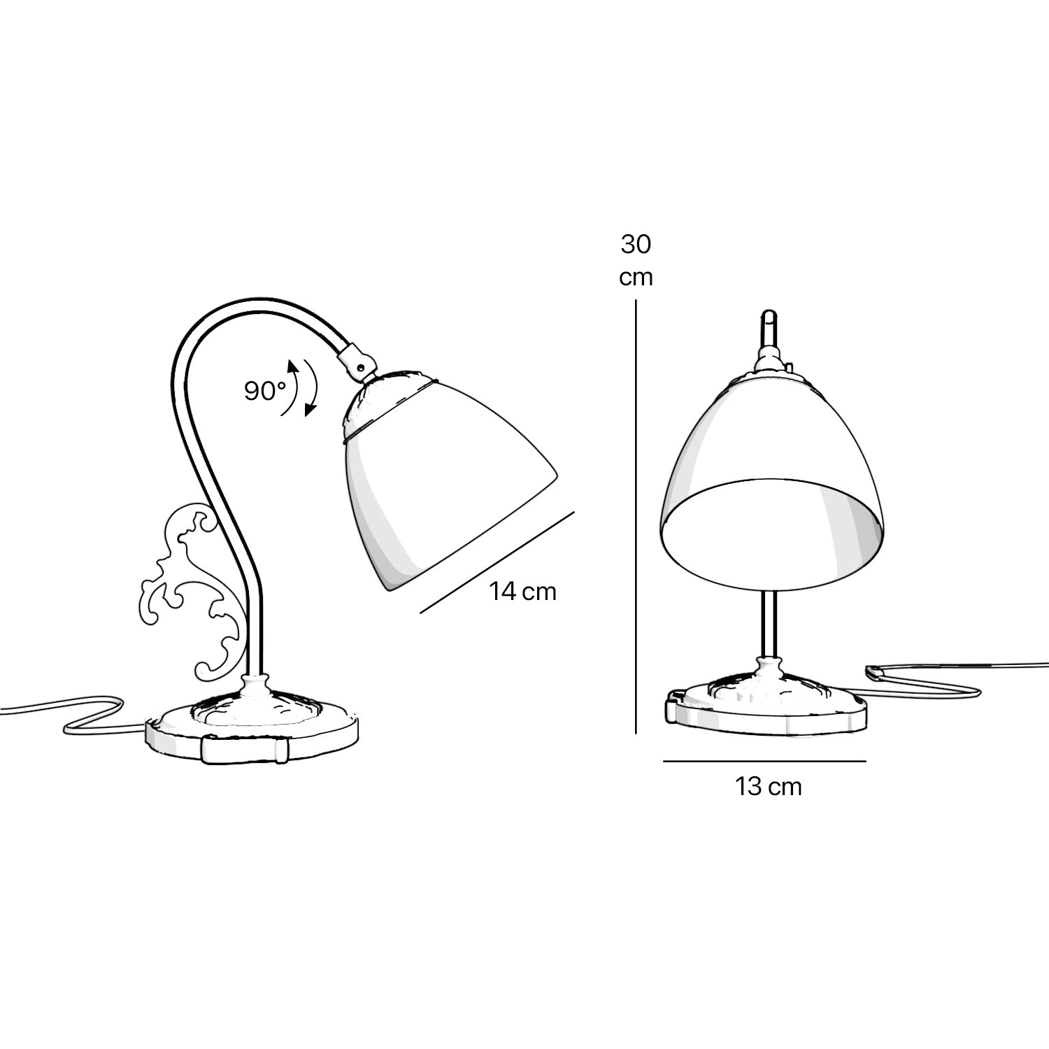 Art Nouveau Desk Lamp Brass White Glass Beatrice by Ghidini 1849