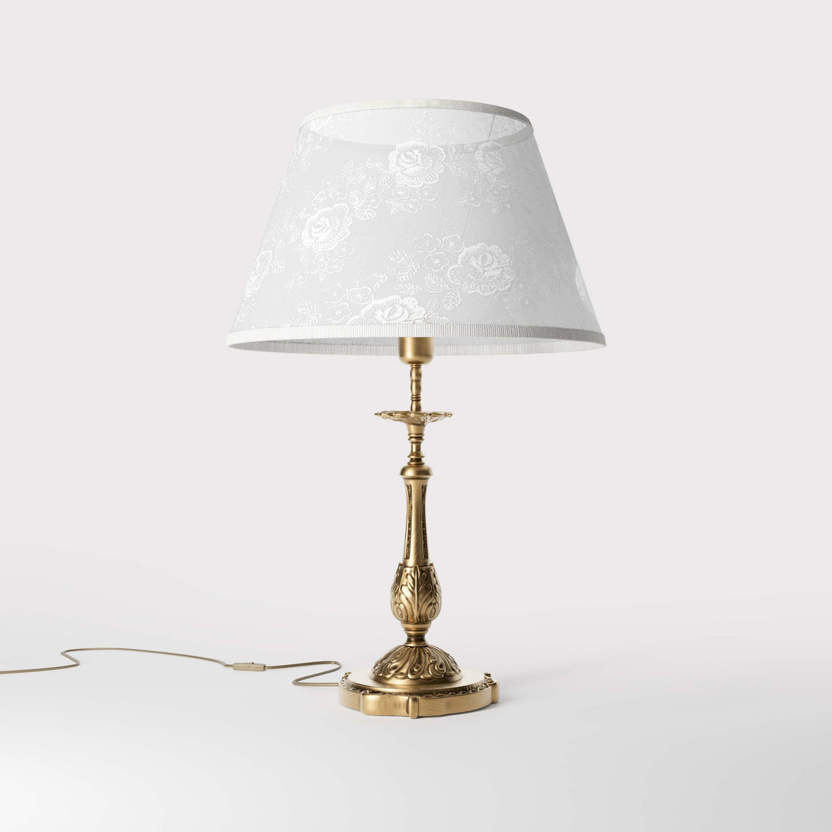 Barocke Tischlampe aus Messing mit Blättern Angelica - OBS Satin Bronze