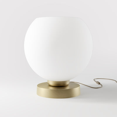Brass table lamp with frosted glass globe, sophisticated lighting for interiors - Finish: OBV Bronze Satin Light Brass