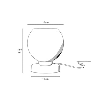 Brass table lamp with frosted glass globe, minimalist and elegant design, ideal for refined interiors