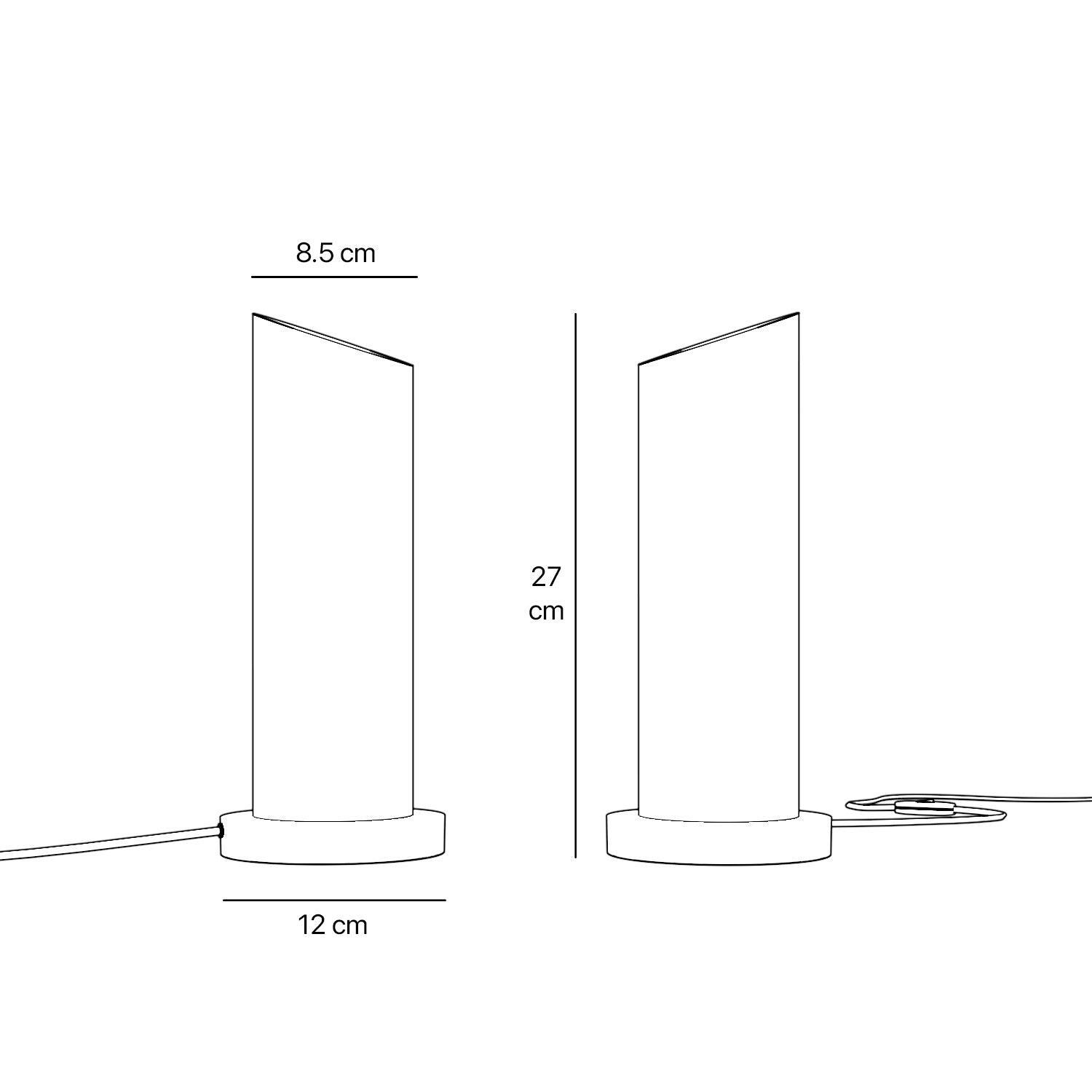 Brass table lamp with a sleek cylindrical shape and circular base, ideal for contemporary and elegant interiors by Ghidini 1849