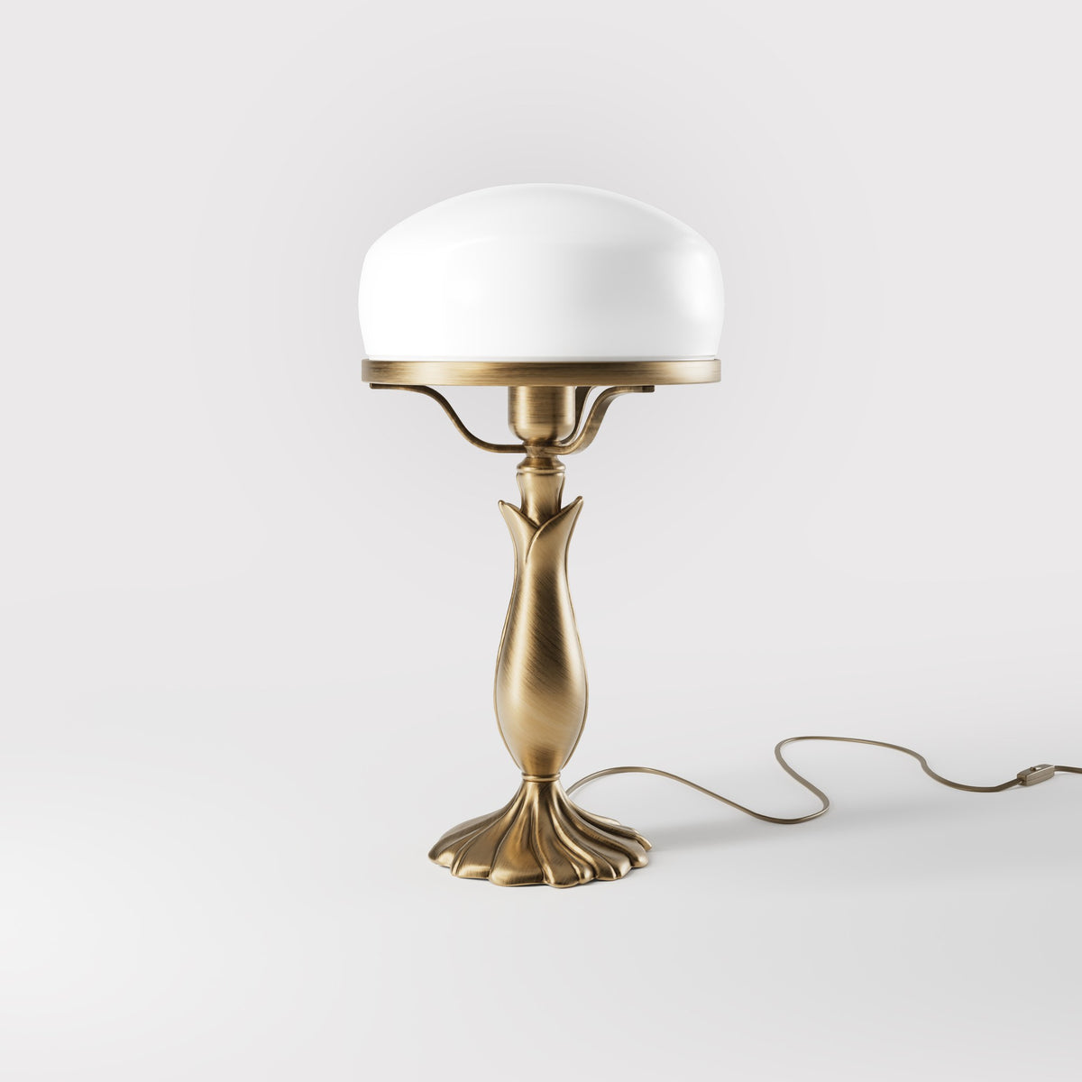 Lampada da Tavolo Art Déco con Paralume a Fungo in Vetro - OBS Bronzo Satinato