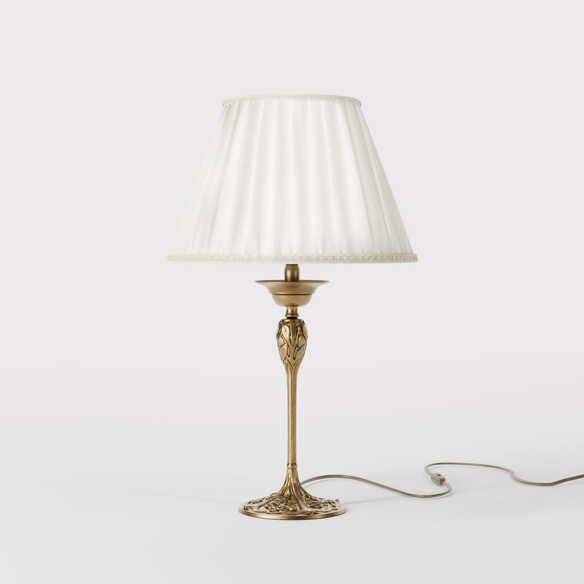 Lampada da Tavolo Art Nouveau con Paralume Plissettato Simona - OBS Bronzo Satinato