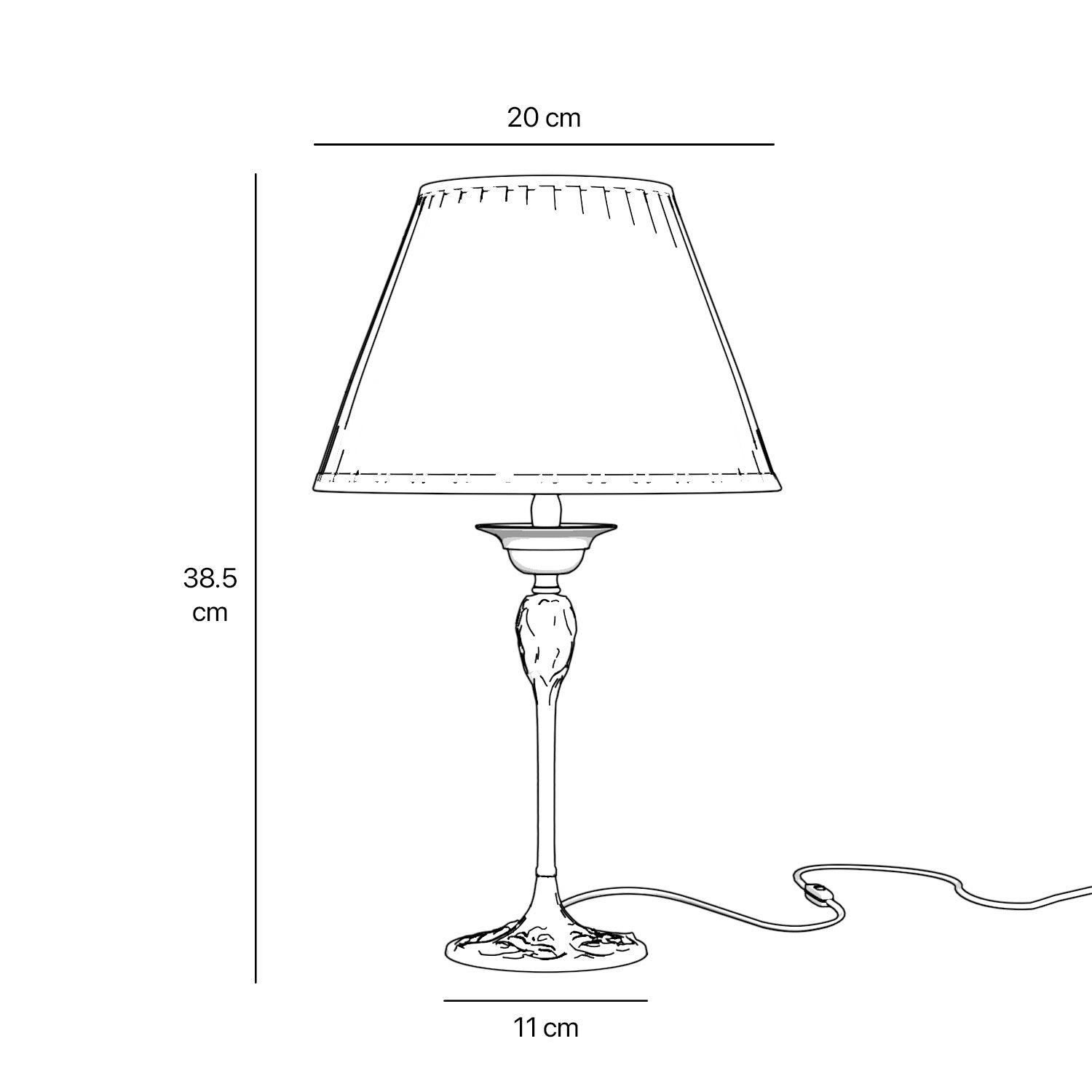 Art Nouveau table lamp Simona collection with decorated brass base featuring floral motifs and pleated ivory white fabric lampshade by Ghidini 1849