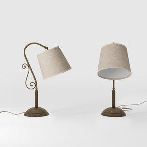 Classic brass table lamp with fabric shade Bruxelles by Ghidini 1849 - Finish: OAS Antique Brass