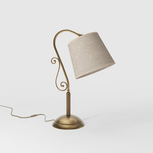 Classic brass table lamp with fabric shade Bruxelles by Ghidini 1849 - Finish: OBS Bronze Satin Brass