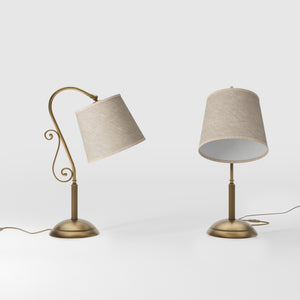 Classic brass table lamp with fabric shade Bruxelles by Ghidini 1849 - Finish: OBS Bronze Satin Brass