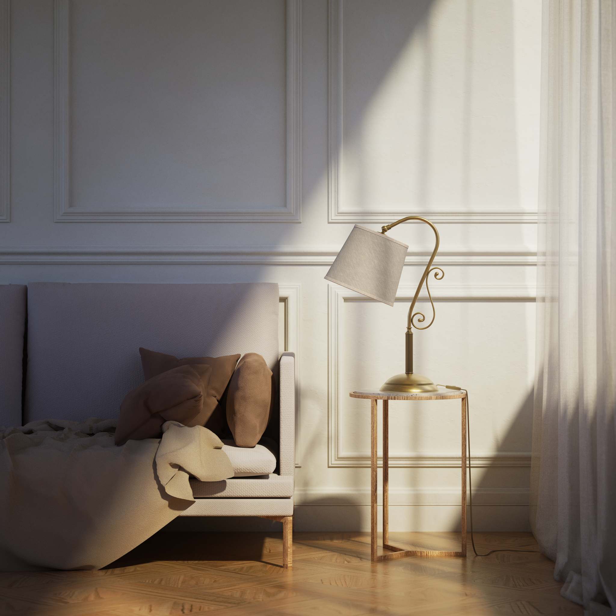 Classic brass table lamp with fabric shade Bruxelles by Ghidini 1849 - Finish: OBS Bronze Satin Brass