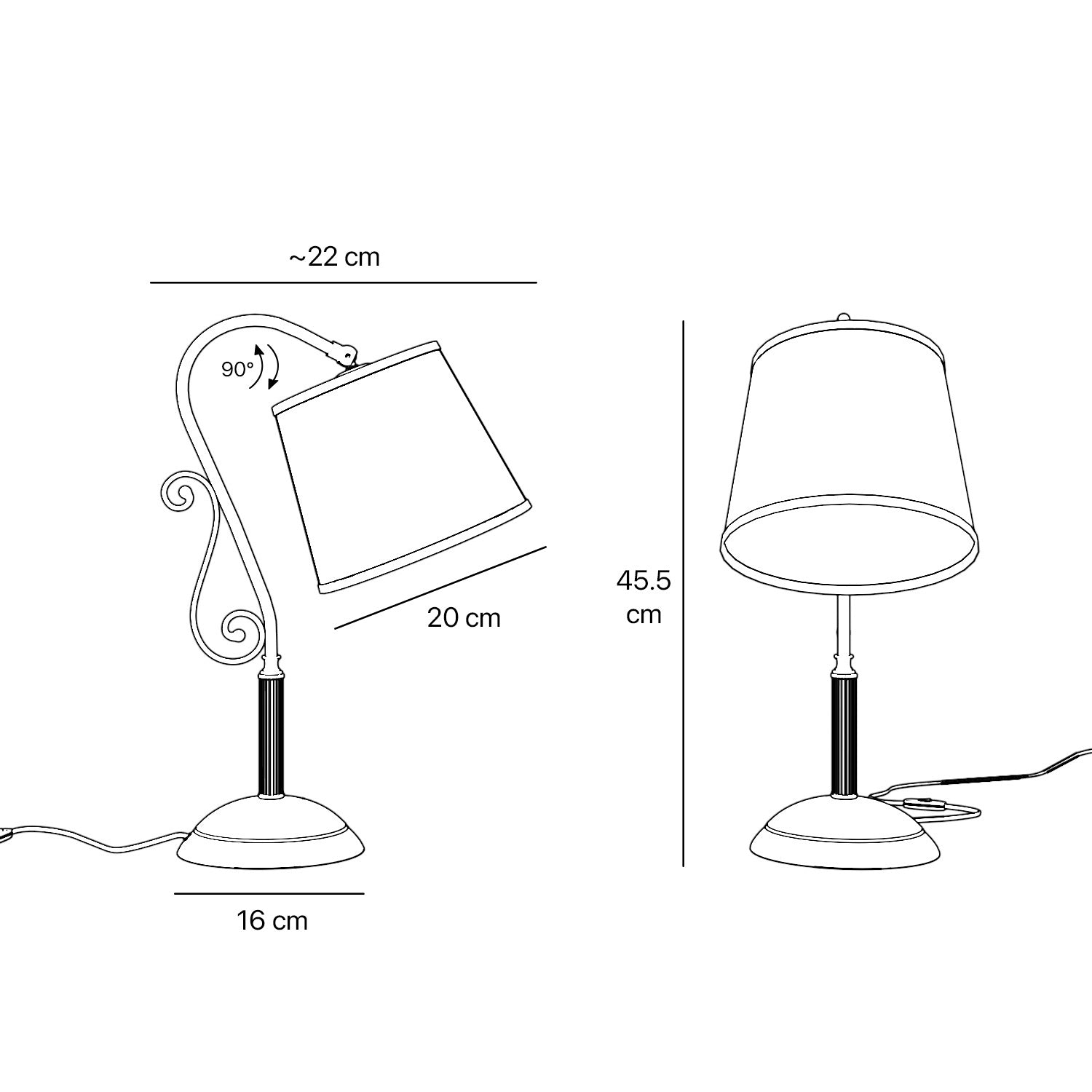 Classic brass table lamp with fabric shade Bruxelles by Ghidini 1849