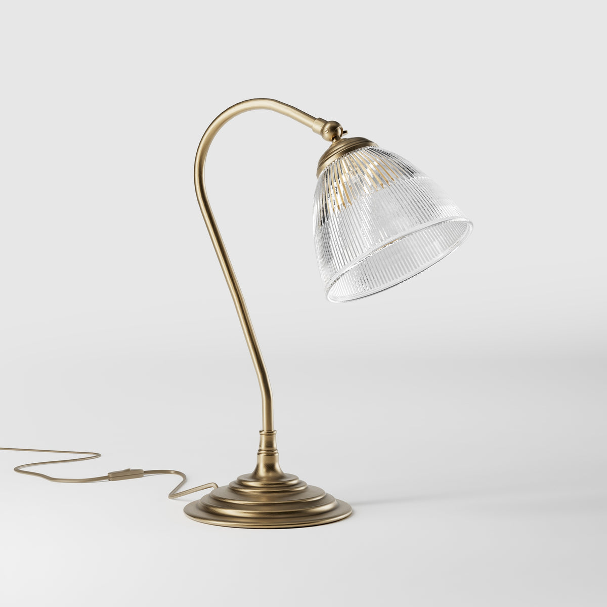 Desk Lamp Brass Ribbed Glass Adjustable Joint Elide - OBS Bronze Satin Brass