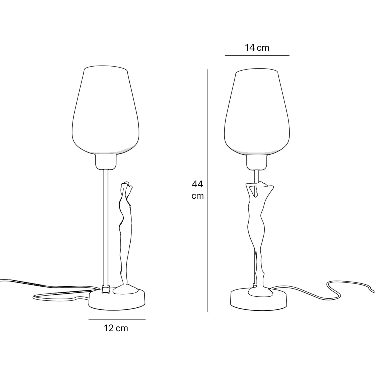 Art Deco table lamp with sculptural brass female figure and conical glossy white glass shade, decorative base by Ghidini 1849