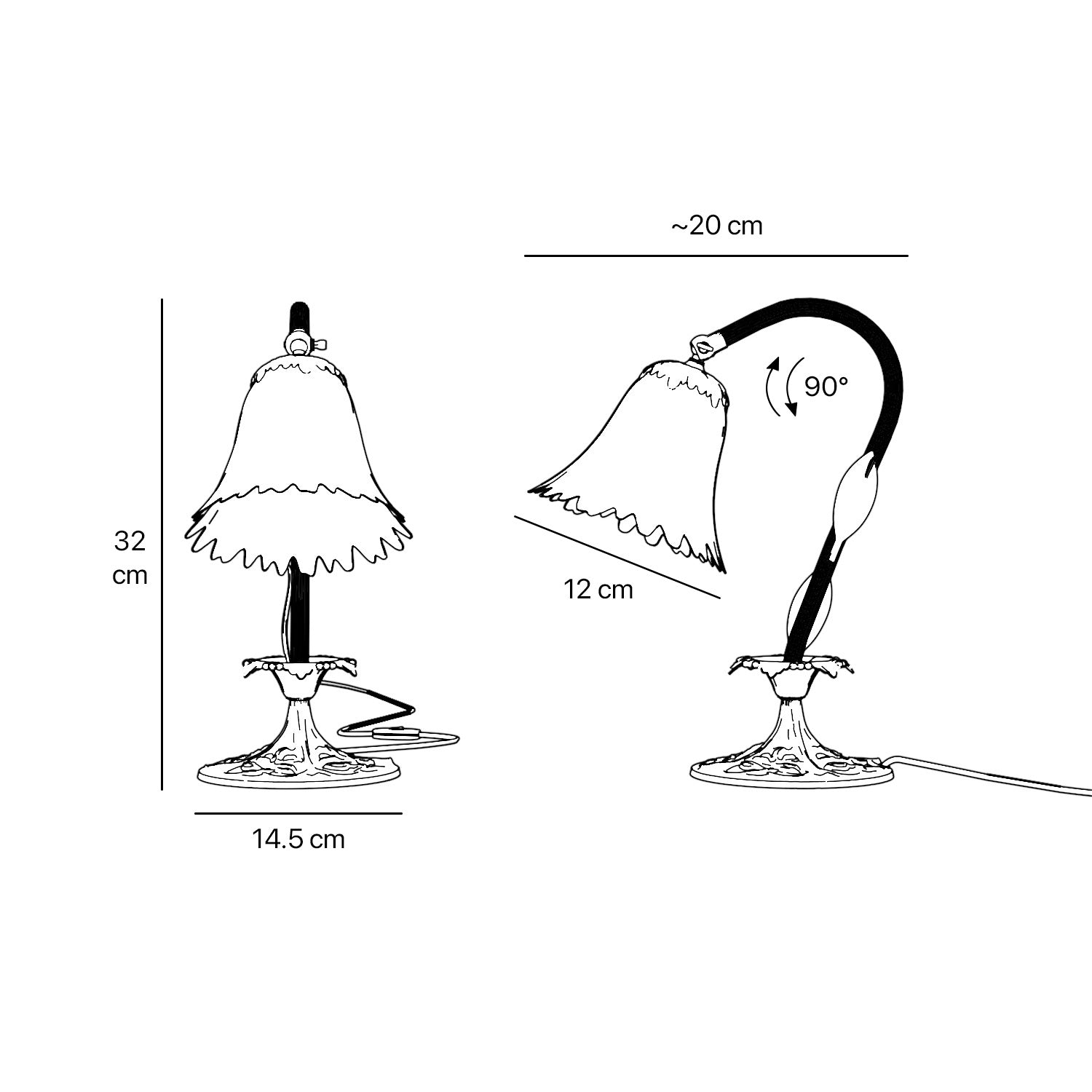 Brass table lamp with sculpted floral frosted glass shade and engraved base by Ghidini 1849