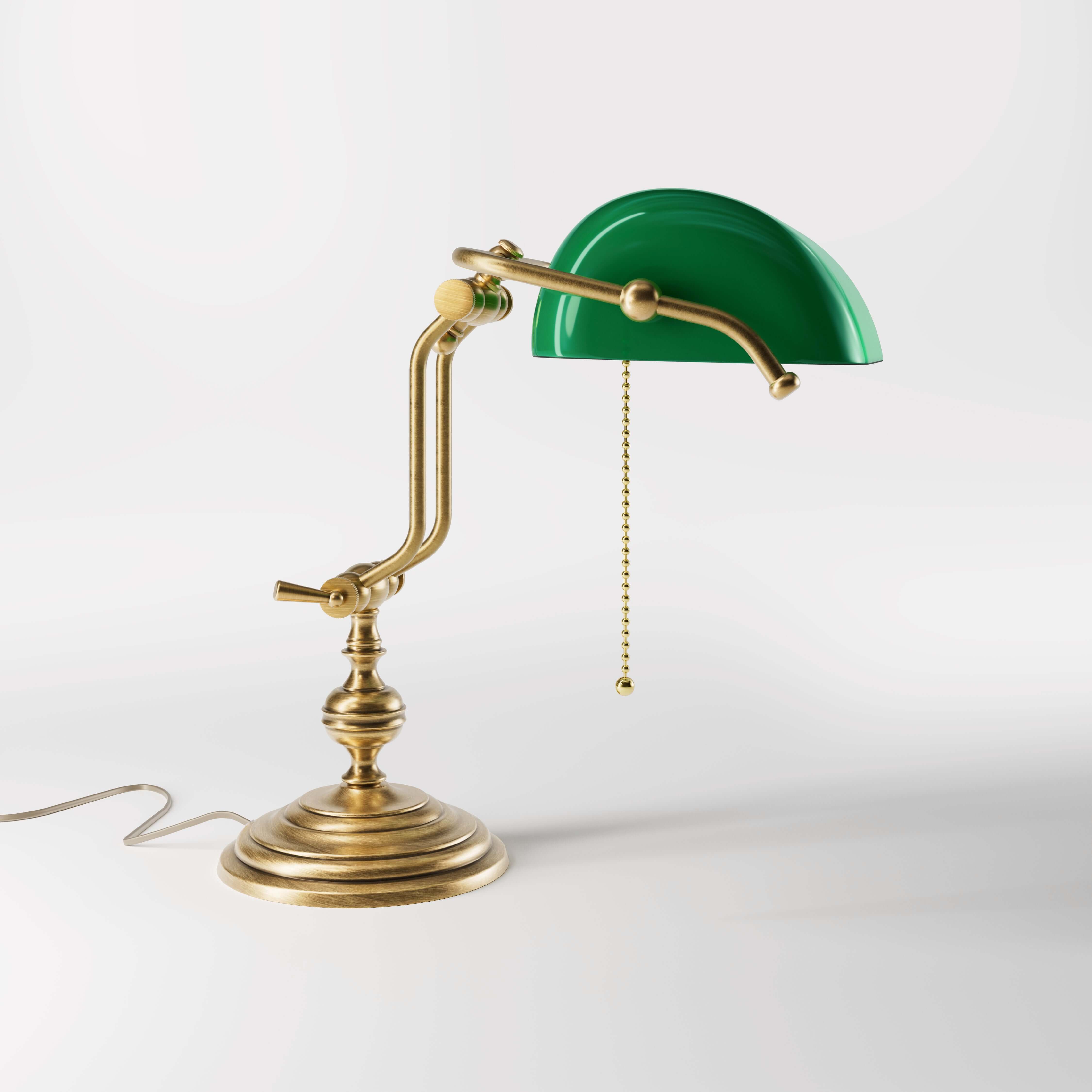 Brass Bankers Desk Lamp Art Deco Made In Italy | Ghidini 1849