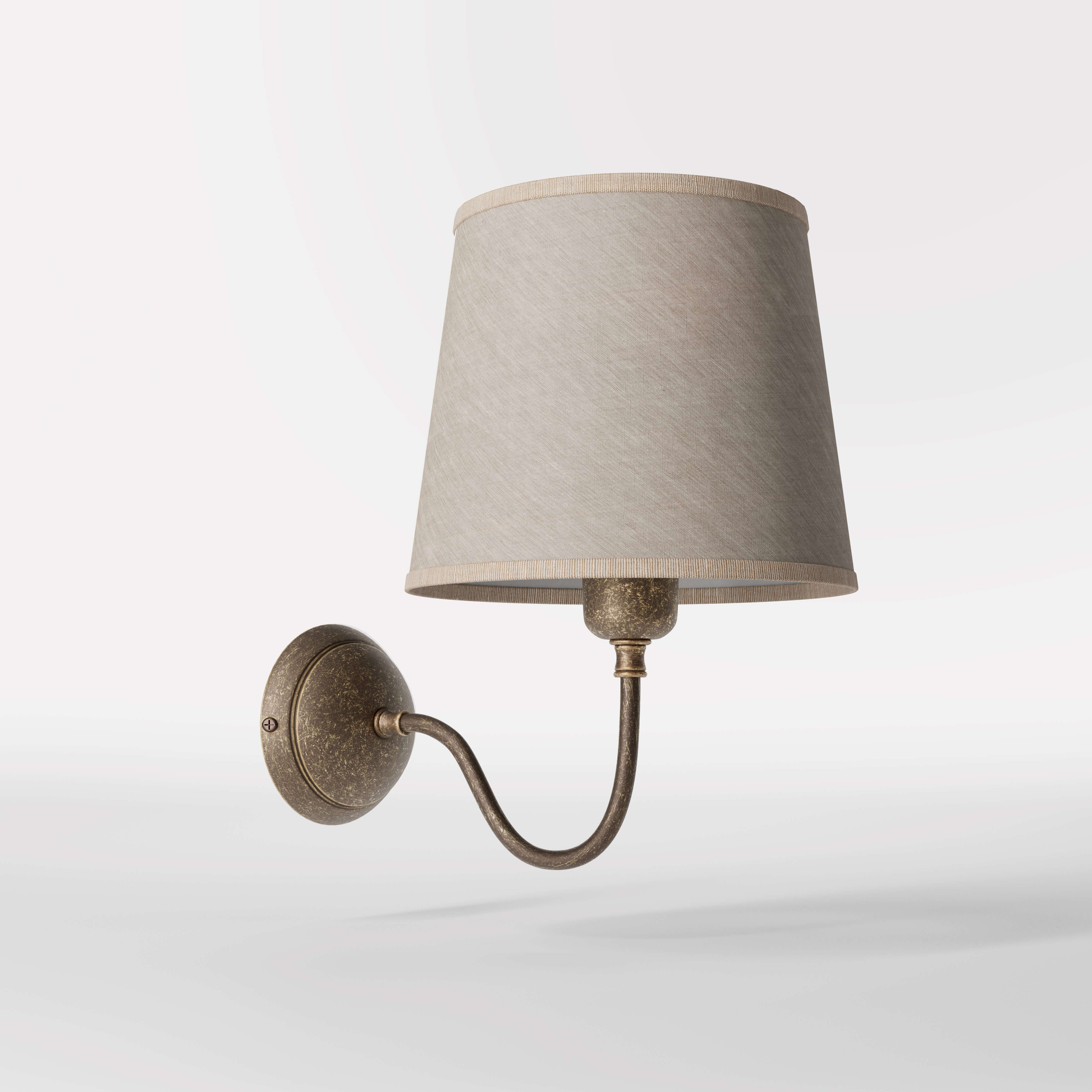 Country Style Wall Light In Antique Brass And Linen | Ghidini 1849