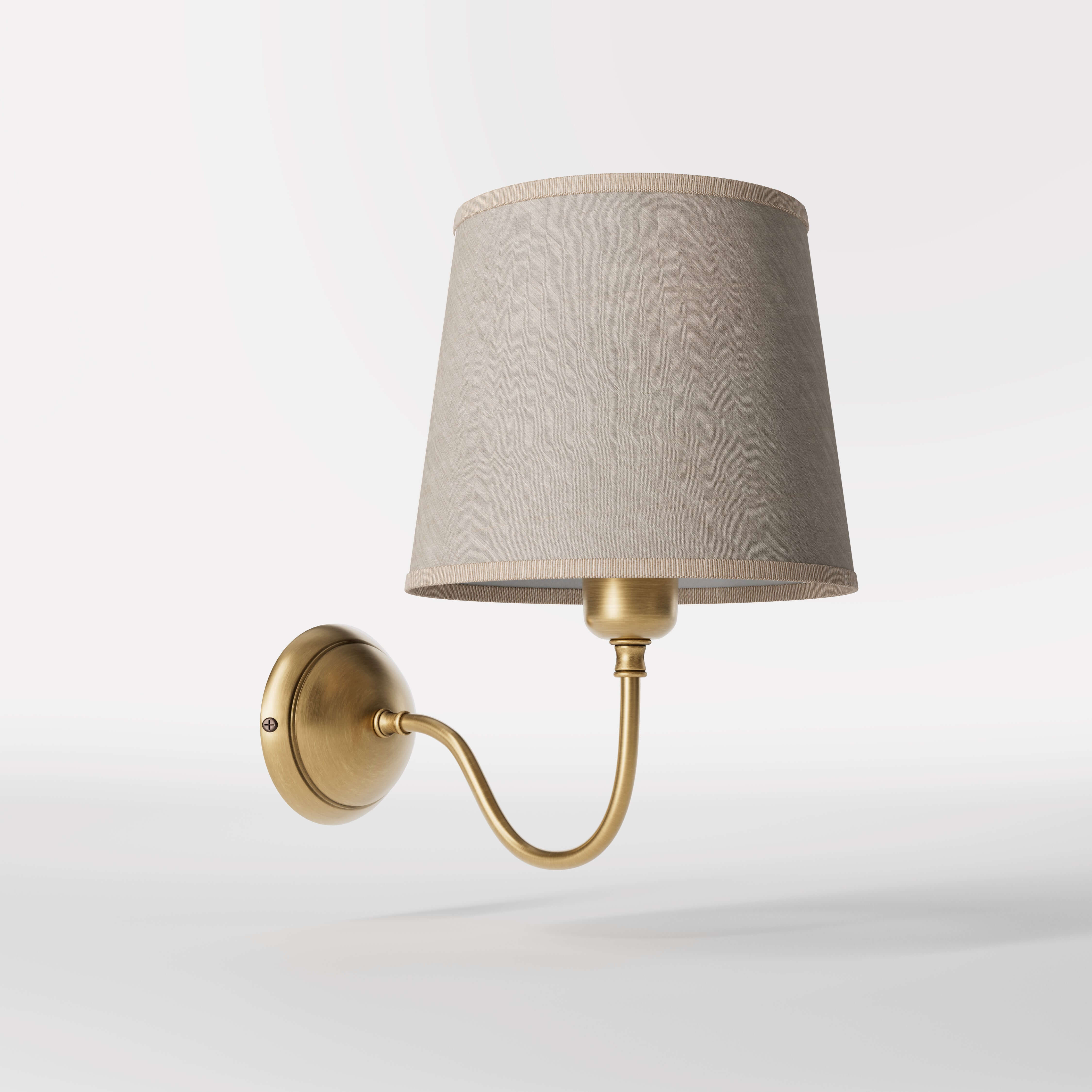 Country Style Wall Light In Antique Brass And Linen | Ghidini 1849