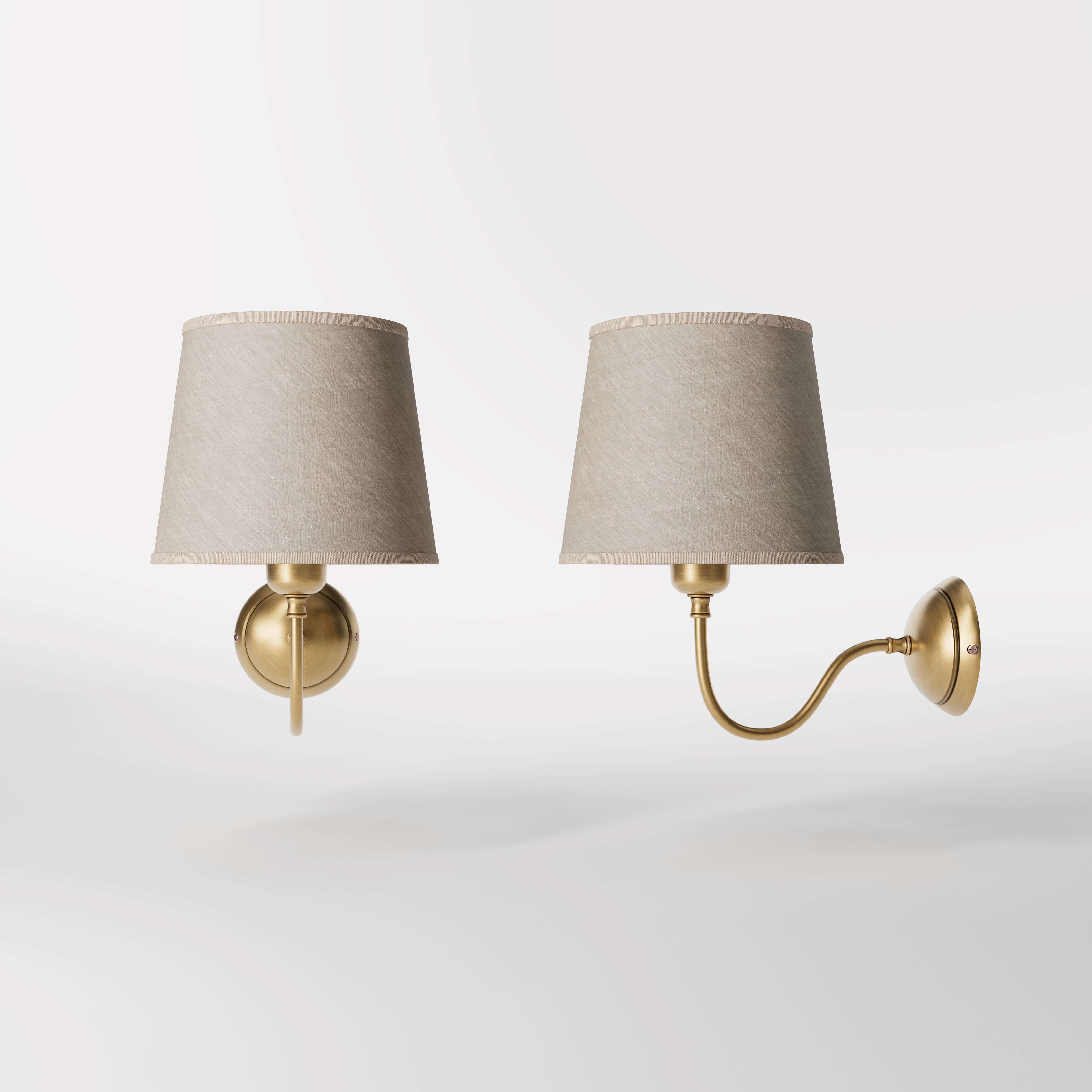 Country Style Wall Light In Antique Brass And Linen | Ghidini 1849