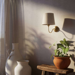 Country Style Wall Light In Antique Brass And Linen | Ghidini 1849