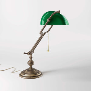 Vintage Library Desk Lamp Brass Bankers Green | Ghidini 1849