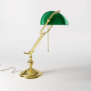 Vintage Library Desk Lamp Brass Bankers Green | Ghidini 1849