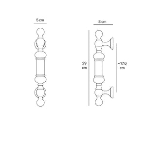 Brass door handle with turned details, ideal for interior and exterior use by Ghidini 1849