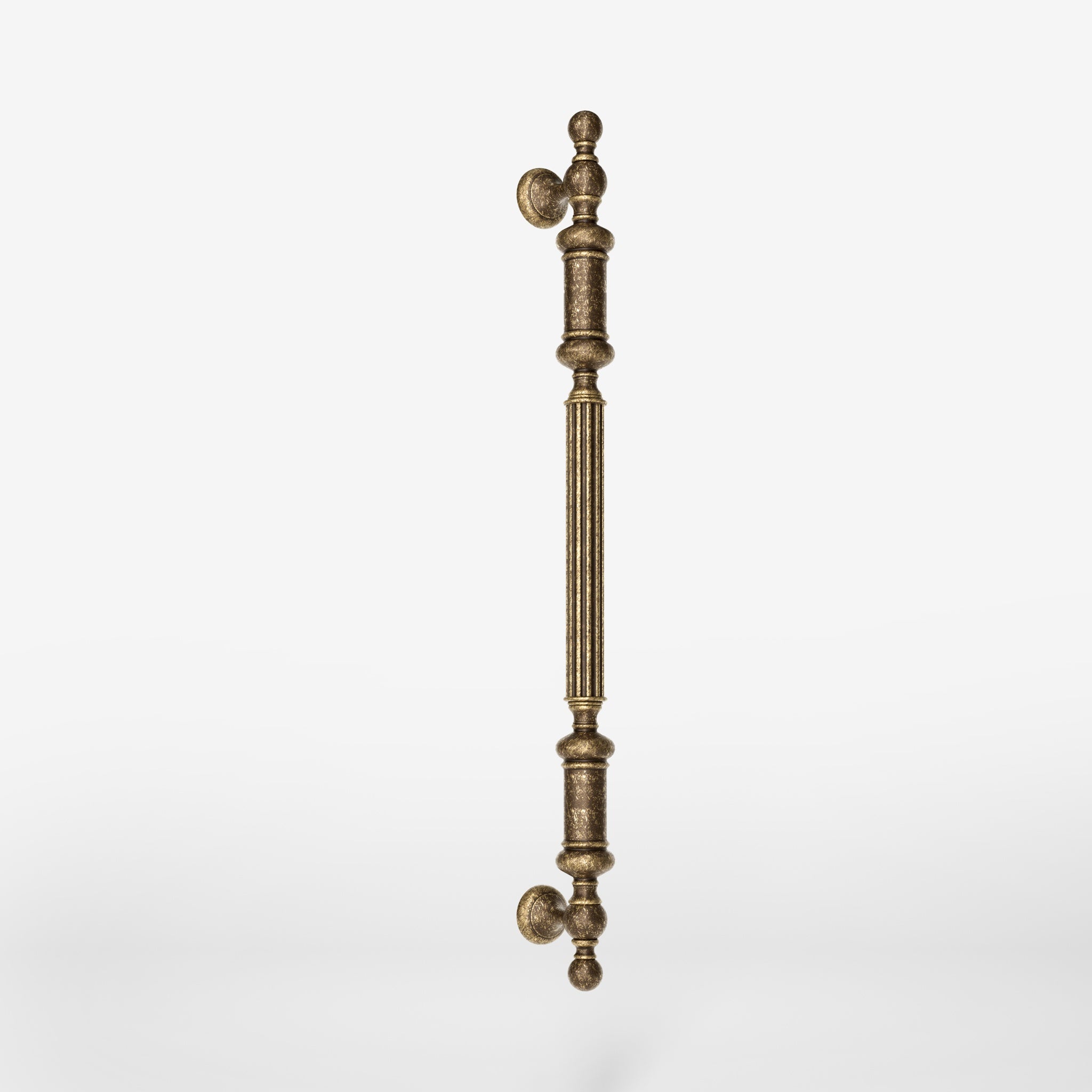 Neoclassical brass pull handle with fluted details, ideal for interior and exterior doors by Ghidini 1849 - Finish: OAS Antique Brass