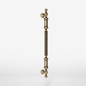 Neoclassical brass pull handle with fluted details, ideal for interior and exterior doors by Ghidini 1849 - Finish: OBS Bronze Satin Brass