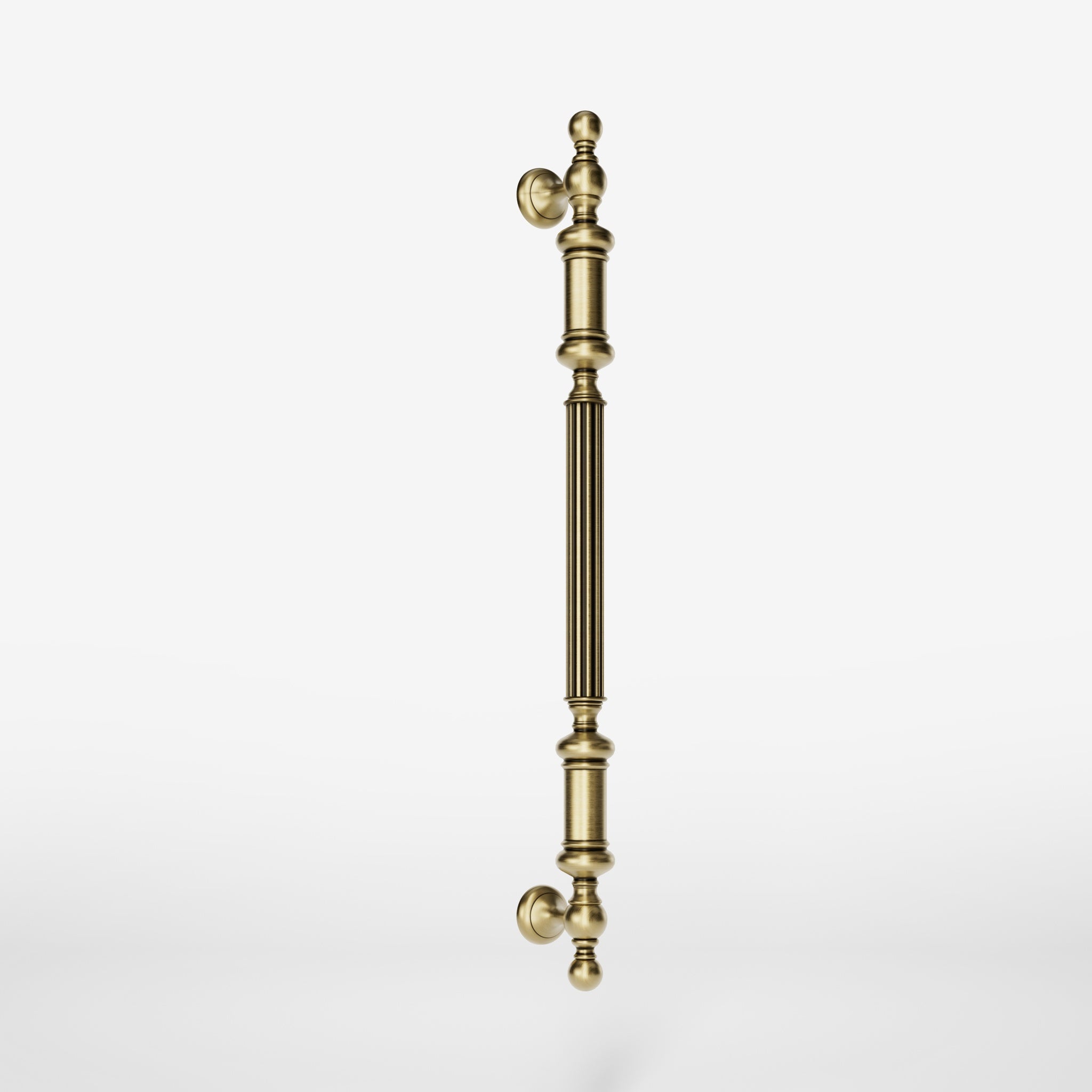 Neoclassical brass pull handle with fluted details, ideal for interior and exterior doors by Ghidini 1849 - Finish: OBV Bronze Satin Light Brass