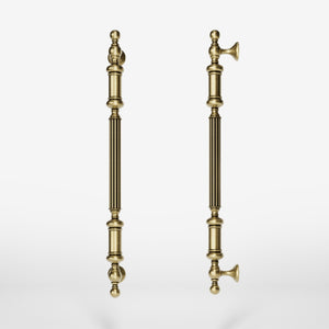 Neoclassical brass pull handle with fluted details, ideal for interior and exterior doors by Ghidini 1849 - Finish: OBV Bronze Satin Light Brass