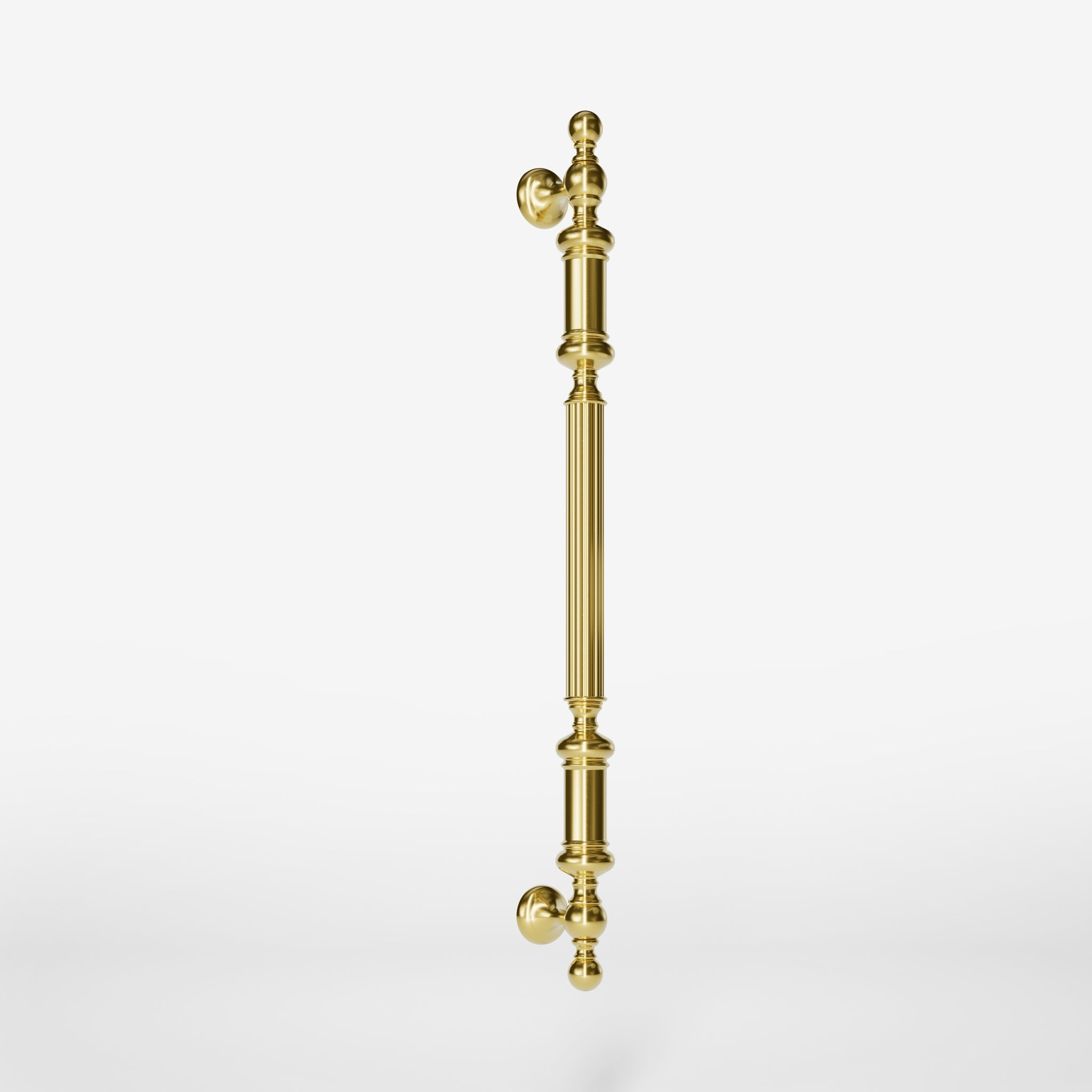 Neoclassical brass pull handle with fluted details, ideal for interior and exterior doors by Ghidini 1849 - Finish: OLV Polished Brass