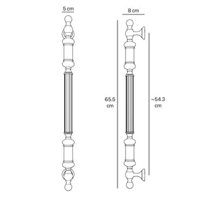 Neoclassical brass pull handle with fluted details, ideal for interior and exterior doors by Ghidini 1849